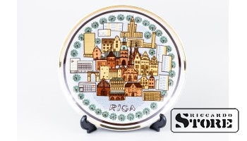 ФАРФОР, ДЕКОРАТИВНАЯ ТАРЕЛКА "Рига" ,РИГА, РИЖСКАЯ ФАРФОРОВАЯ ФАБРИКА, 24 Ø