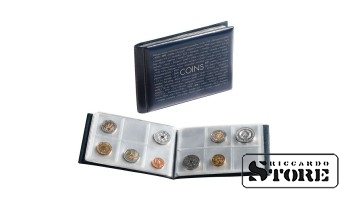 Coin wallet ROUTE with 8 coin sheets each for 6 coins, blue