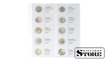 Illustrated karat sheet for chronological placement of 2 euro commemorative coins: Luxembourg 2008 – Portugal 2009.