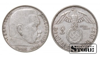 1937 ГЕРМАНИЯ (ТРЕТИЙ РЕЙХ), СЕРЕБРО 2 РЕЙХСМАРКИ F - ШТУТГАРТ KM# 93 #G2124