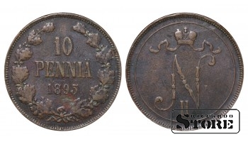 Император Александр II, Финляндия, 10 пенни, 1895. год, медь
